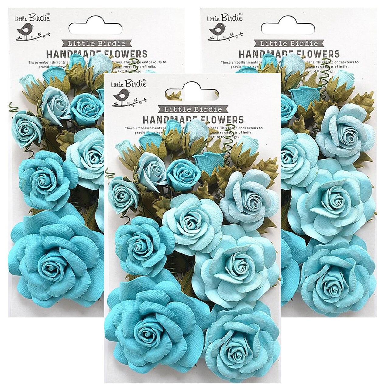 Pack of 3 - Little Birdie Rosalind Paper Flowers 21/Pkg-Song Of The Sea